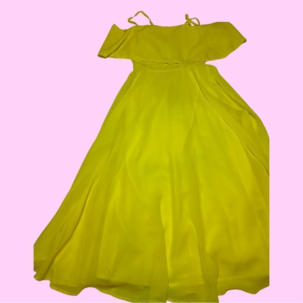 ASOS Women's dress off shoulder bright yellow circle skirt size 4 NWT
